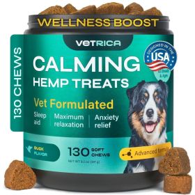 Hemp Calming Chews for Dog Anxiety Relief Duck Favor Calming Treats for Dogs Stress Separation Anxiety Relief Storms Hemp Seed Oil Calming Chews for D