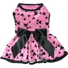 All Aflutter Pink & Black Dog Dress (Color: Green Flash, size: small)