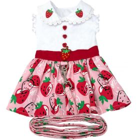 Strawberry Picnic  Harness Dress with Matching Leash (size: small)
